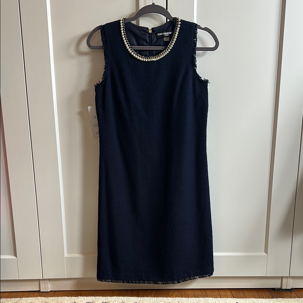 Elegant Black Dress with Pearl Detail